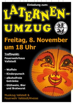 Lampion-Umzug am Freitag, den 2. November 2018