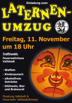 Lampion-Umzug am Freitag, den 11. November 2016